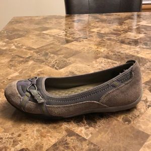 Grey and green flats